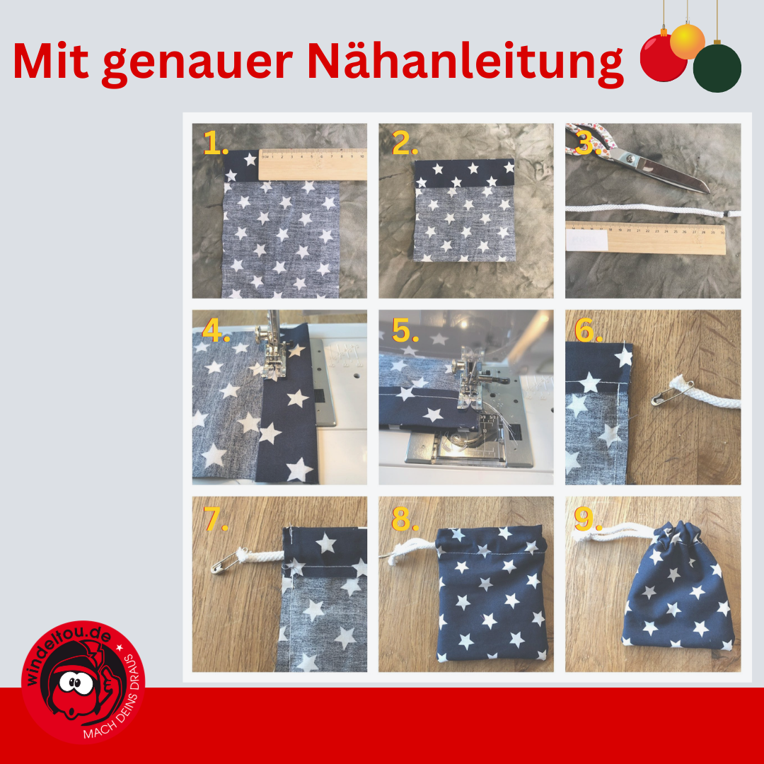 Nähanleitung des Adventskalender in einzelnen Schritten