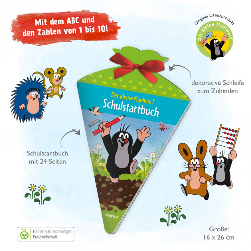 Schulstartbuch Der kleine Maulwurf: Übungsbuch mit Schleife in Form einer Schultüte