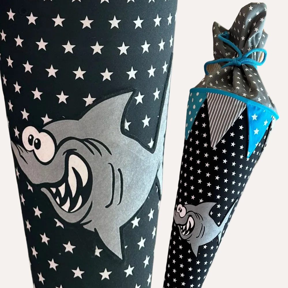 Schultüte dunkelblau Hai Meer Shark