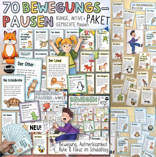 70 Bewegungspausen 🏃🏼‍♀️ – Ruhe, Energie & Fokus im Schulalltag / Stress / Brain Breaks