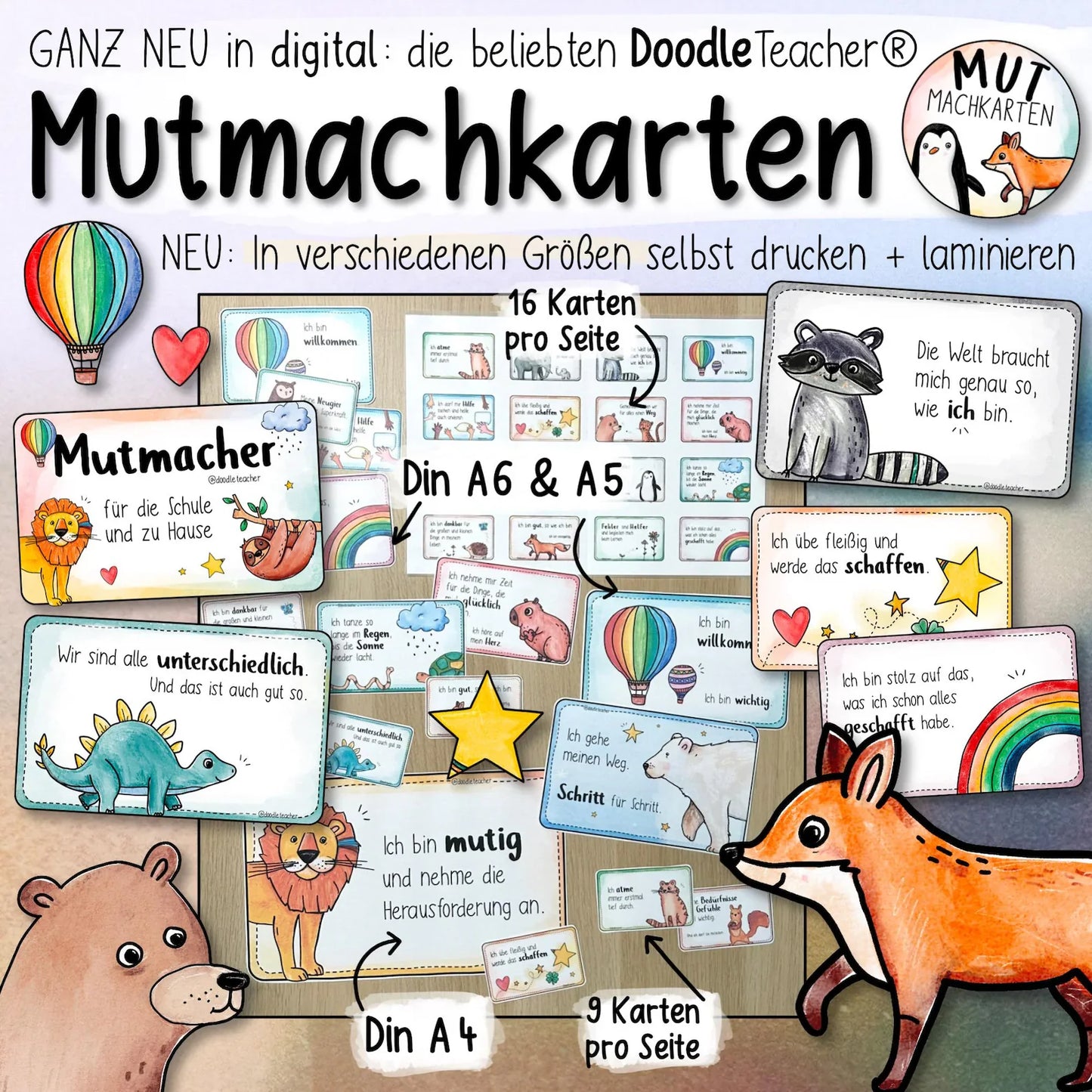 26 Mutmachkarten mit Growth Mindset von Doodleteacher: Schule and zu Hause (PDF)